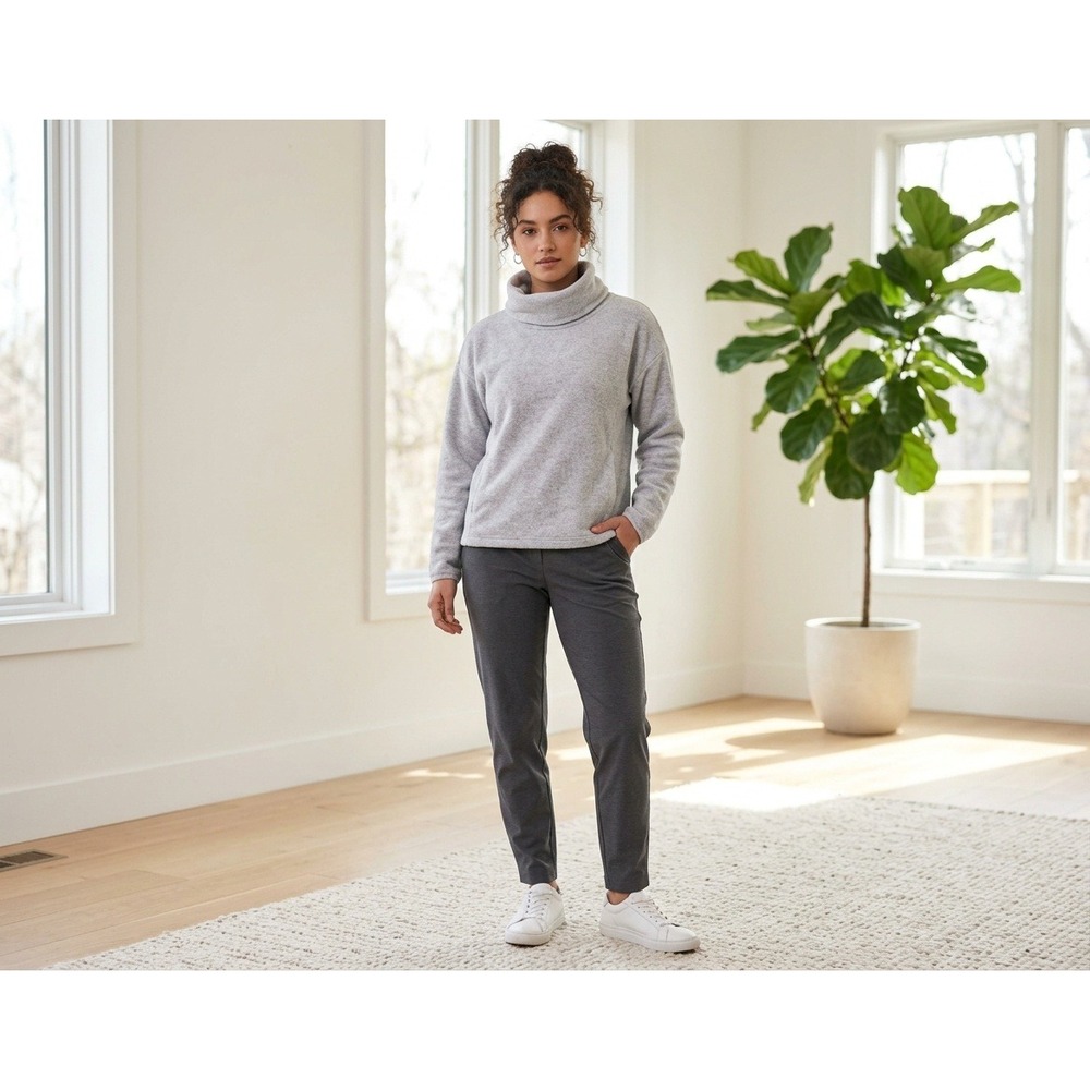 Athleta Purvi Cowl Neck Sweatshirt Women XXS Grey Heather Relaxed Cozy Pullover